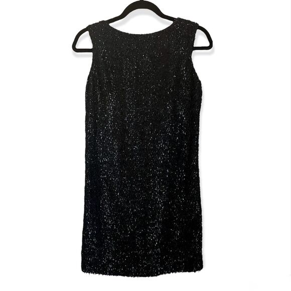 Max Studio Leon Max Limited Ed Mini Dress Faux Fur Silk Nylon Black Sz XS Sheath - Picture 1 of 7